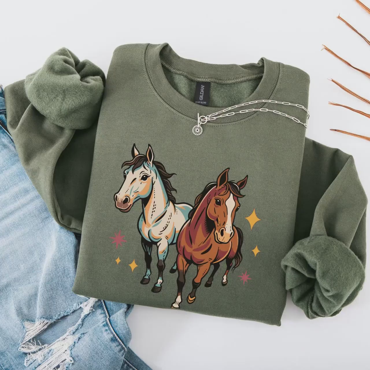 Funny Horse Sweatshirt – Christmas Animal Sweatshirt | Soft Cotton