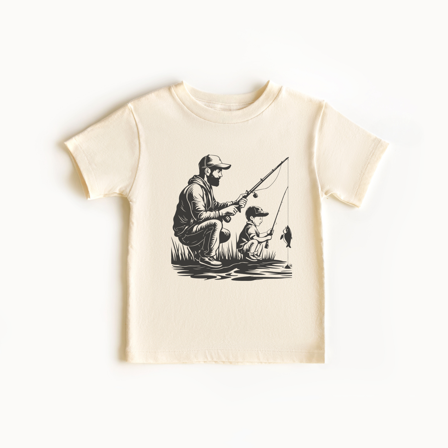 Toddler Tee Fun Playtime Short Sleeve Shirt Dad And Son Fishing Design